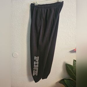 Black Sweatpants with Rhinestone Detail